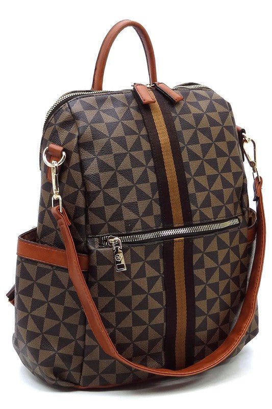 PM Monogram Striped Convertible Backpack - Bitsy Gypsy Boutique