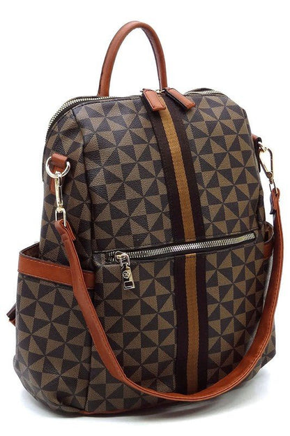 PM Monogram Striped Convertible Backpack - Bitsy Gypsy Boutique