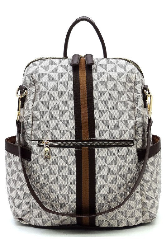 PM Monogram Striped Convertible Backpack - Bitsy Gypsy Boutique