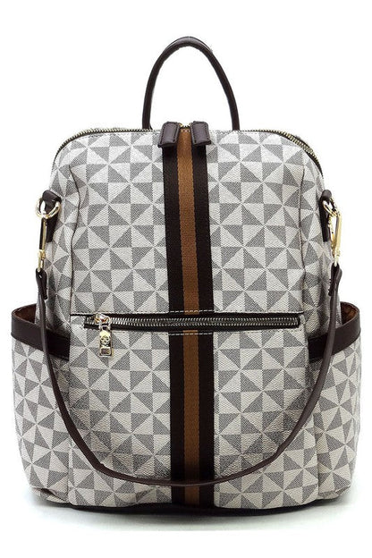 PM Monogram Striped Convertible Backpack - Bitsy Gypsy Boutique