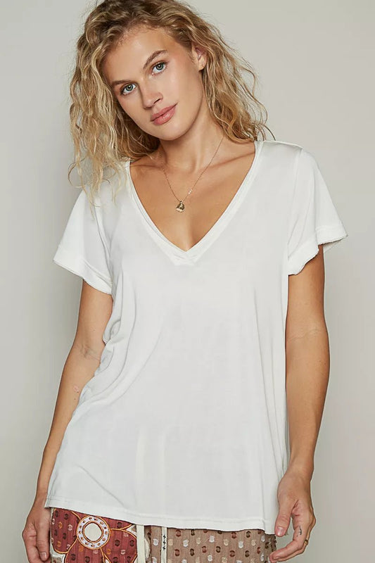 POL Basic V - Neck Short Sleeve T-Shirt - Bitsy Gypsy Boutique