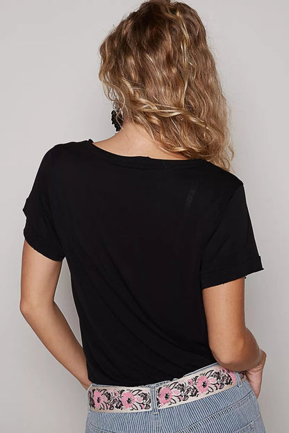 POL Basic V - Neck Short Sleeve T-Shirt - Bitsy Gypsy Boutique