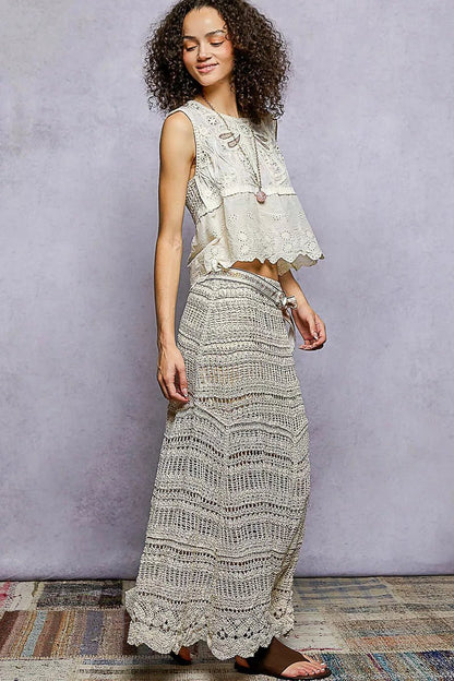 POL Boho Crochet Knit Maxi Skirt - Bitsy Gypsy Boutique