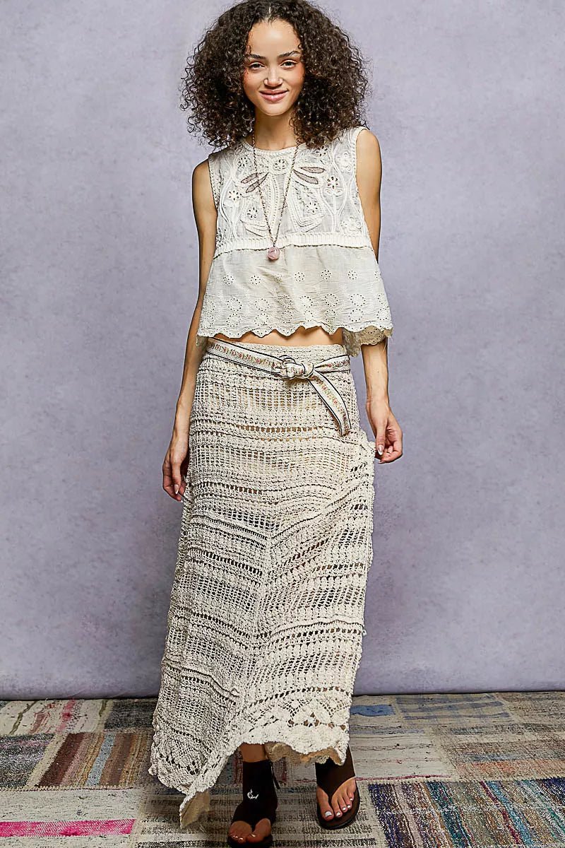 POL Boho Crochet Knit Maxi Skirt - Bitsy Gypsy Boutique