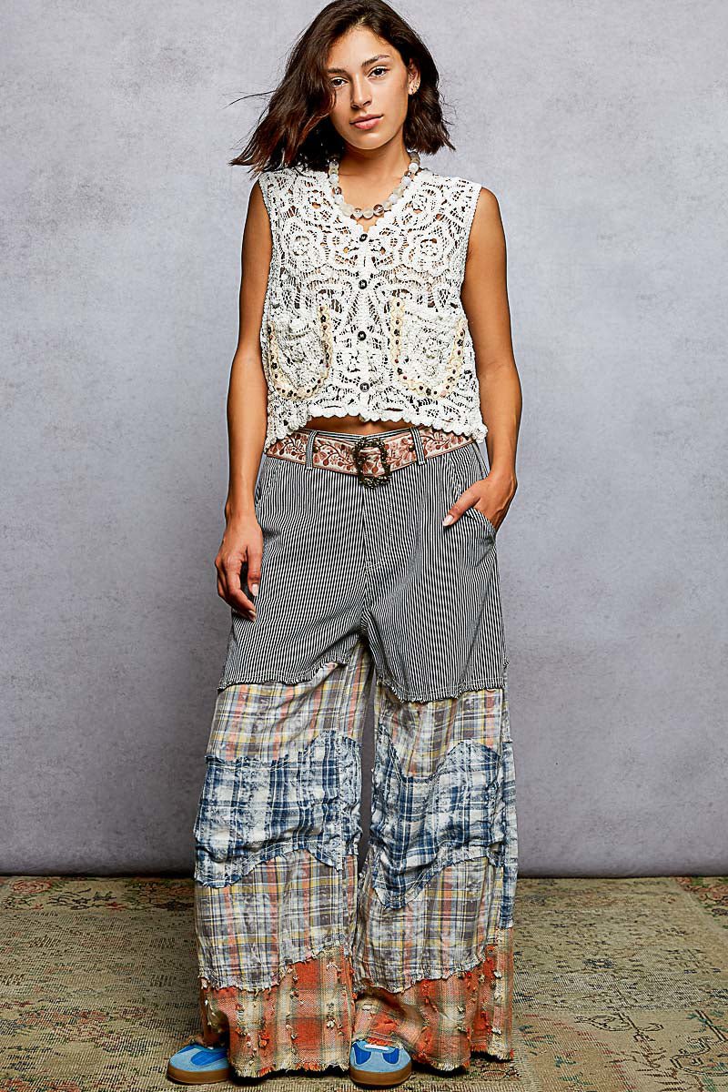 POL Button Down Cropped Crochet Vest with Scalloped Edge - Bitsy Gypsy Boutique