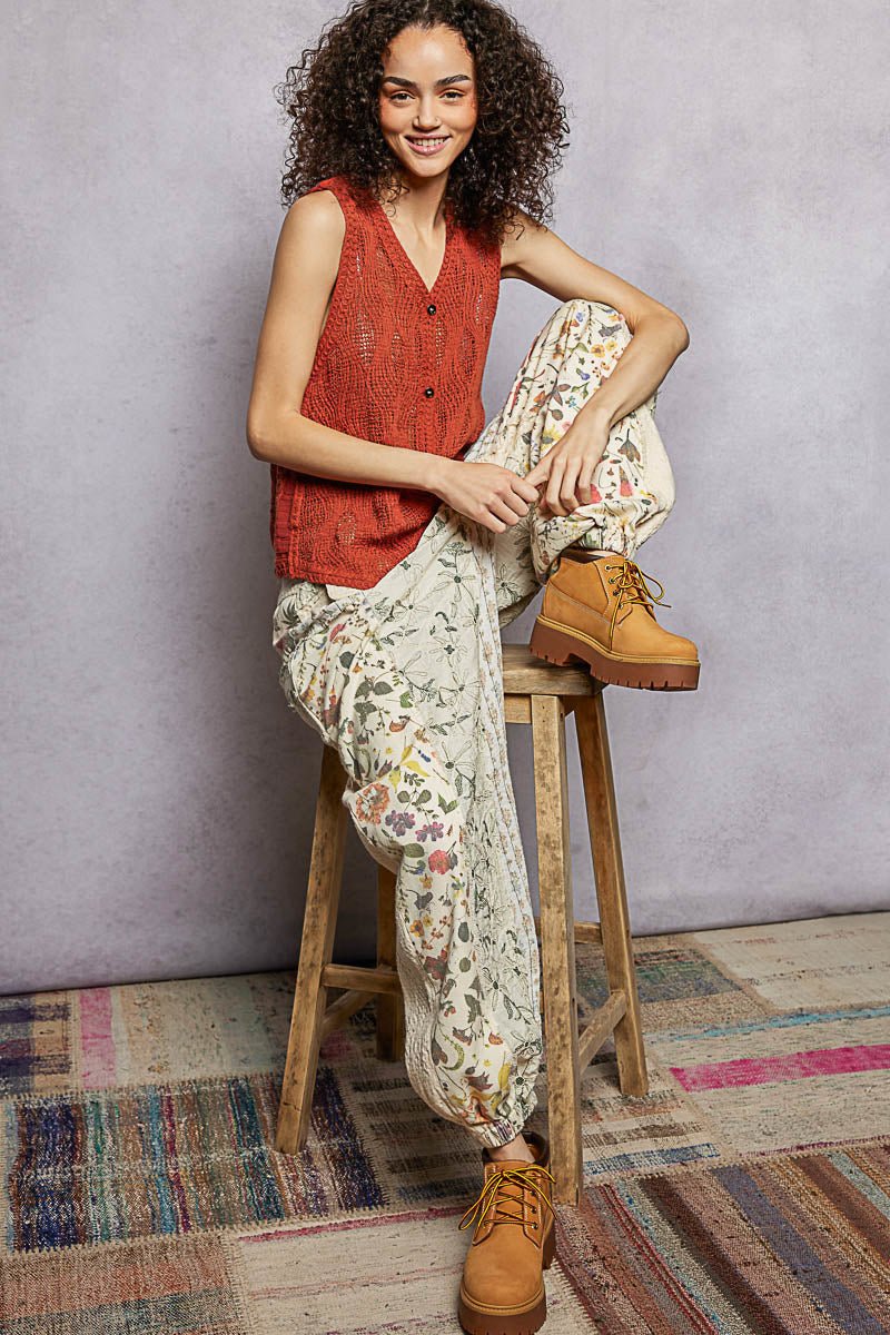 POL Button Down V - Neck Sweater Vest - Bitsy Gypsy Boutique