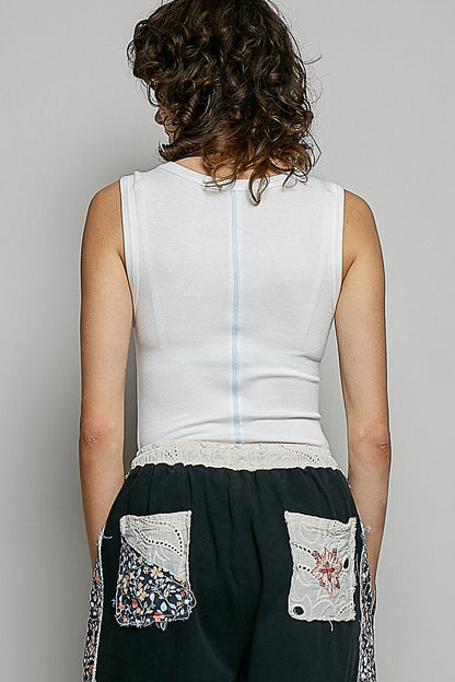 POL Colorful Button Round Neck Ribbed Tank - Bitsy Gypsy Boutique