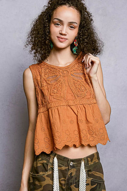 POL Crochet Cropped Tank with Scalloped Hem - Bitsy Gypsy Boutique