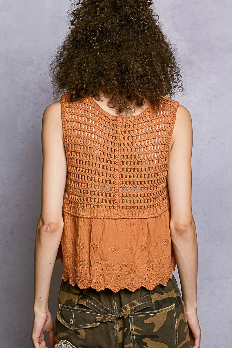 POL Crochet Cropped Tank with Scalloped Hem - Bitsy Gypsy Boutique