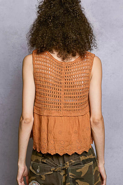 POL Crochet Cropped Tank with Scalloped Hem - Bitsy Gypsy Boutique
