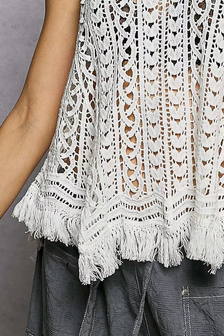 POL Crochet Fringe Hem Tank Top - Bitsy Gypsy Boutique