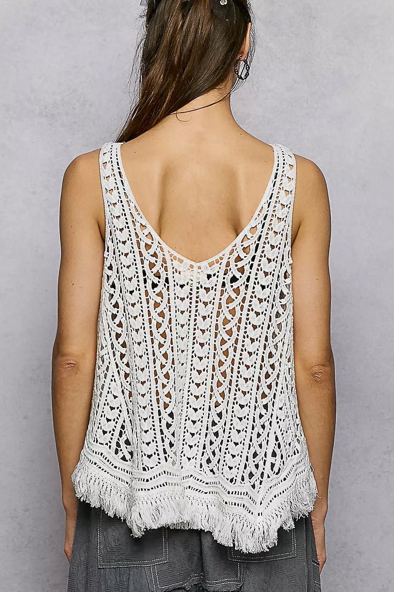 POL Crochet Fringe Hem Tank Top - Bitsy Gypsy Boutique