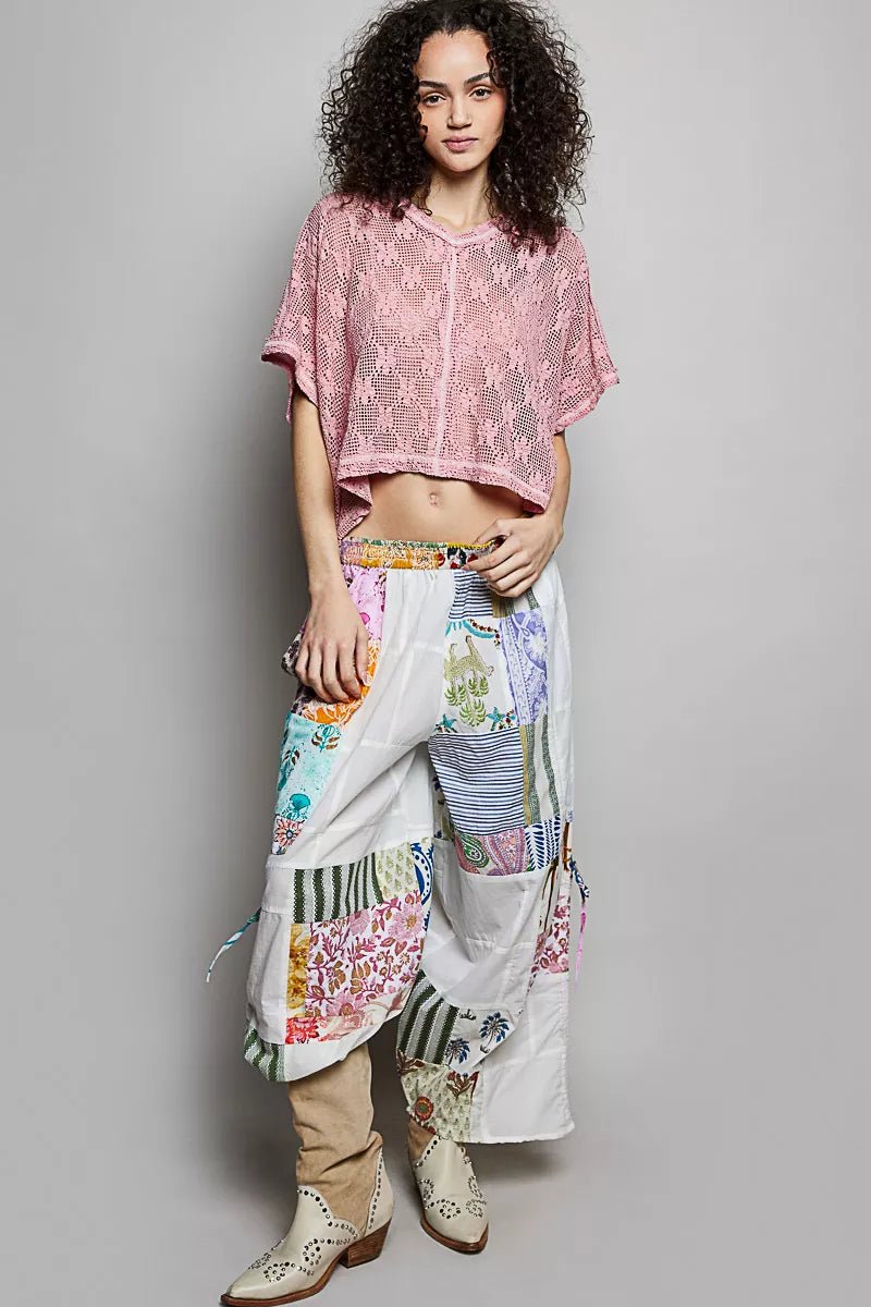 POL Crochet Lace Short Sleeve Top - Bitsy Gypsy Boutique