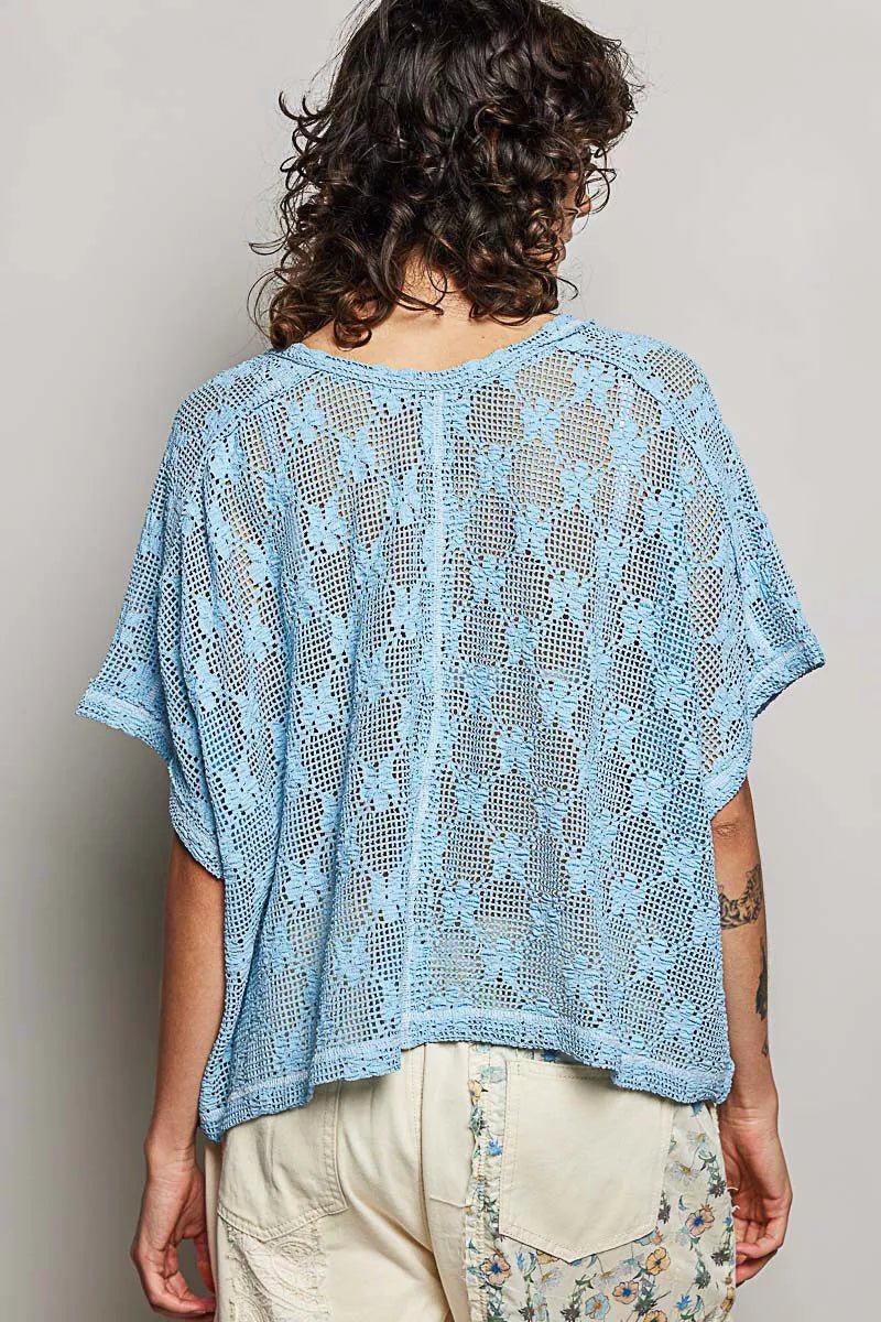 POL Crochet Lace Short Sleeve Top - Bitsy Gypsy Boutique