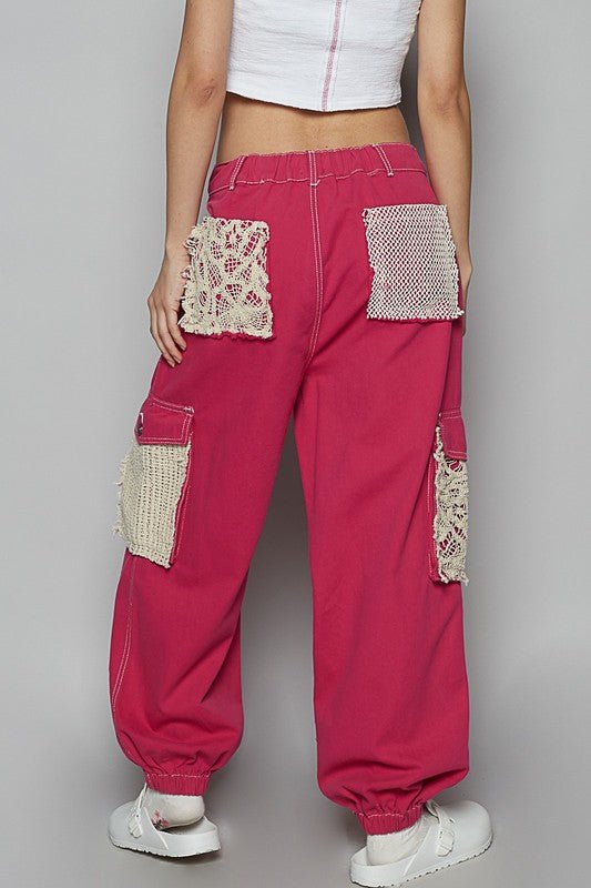 POL Crochet Overlay Pockets Drawstring Pants - Bitsy Gypsy Boutique