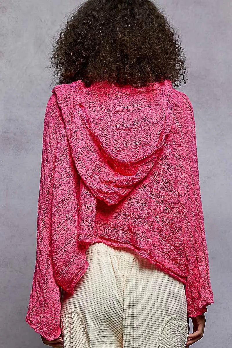 POL Cropped Hooded Knit Top with Full Sleeves - Bitsy Gypsy Boutique