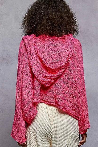 POL Cropped Hooded Knit Top with Full Sleeves - Bitsy Gypsy Boutique