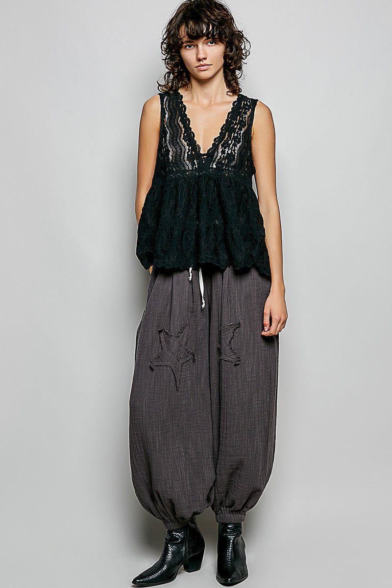 POL Deep V - Neck Scalloped Lace Sleeveless Top - Bitsy Gypsy Boutique