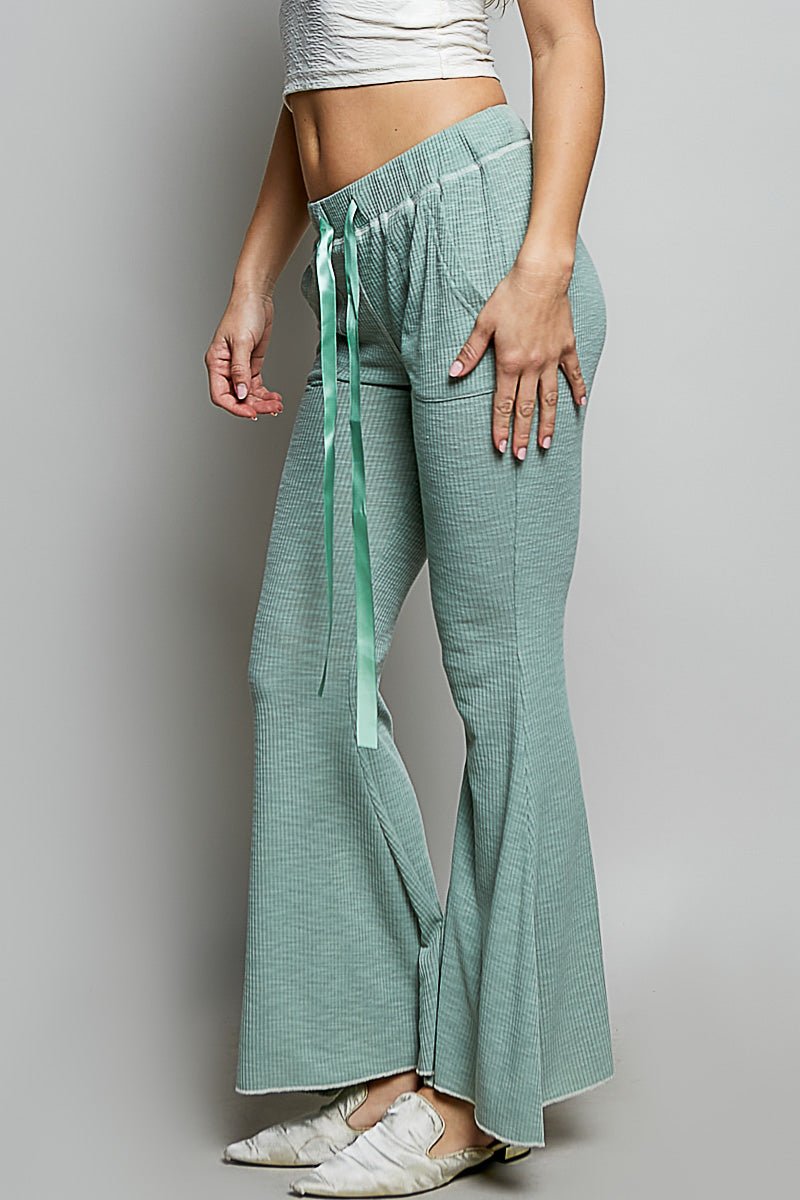 POL Drawstring Textured Ribbed Knit Pants - Bitsy Gypsy Boutique