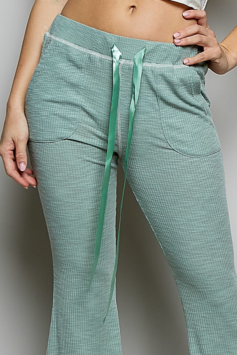 POL Drawstring Textured Ribbed Knit Pants - Bitsy Gypsy Boutique