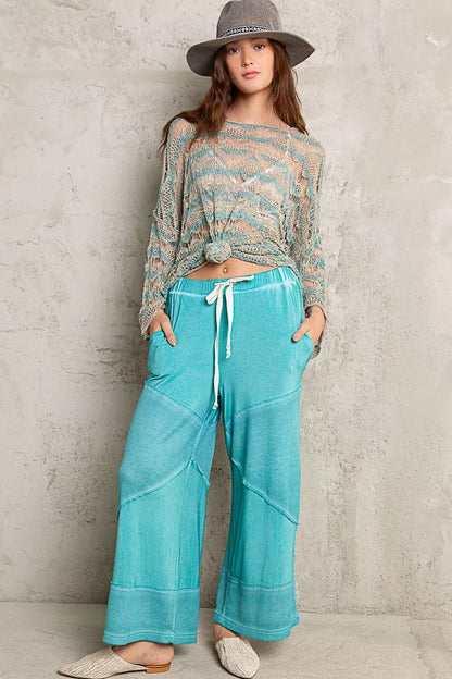 POL Elastic Waistband Wide Leg Pants with Drawstring - Bitsy Gypsy Boutique