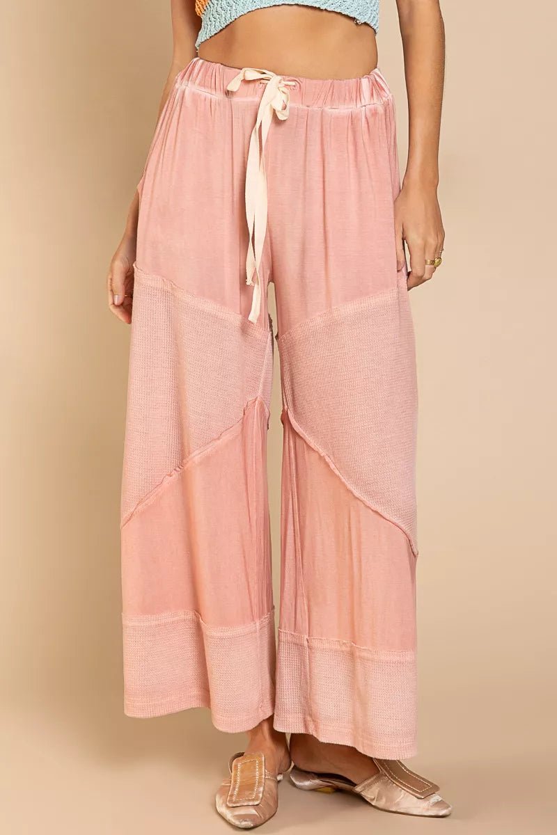 POL Elastic Waistband Wide Leg Pants with Drawstring - Bitsy Gypsy Boutique