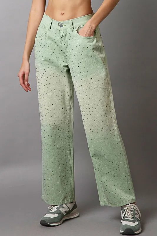 POL Embellishments Gradient Wide Leg Pants - Bitsy Gypsy Boutique