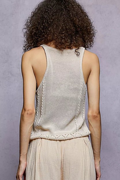 POL Embroidered Floral Square Neck Knit Cami - Bitsy Gypsy Boutique