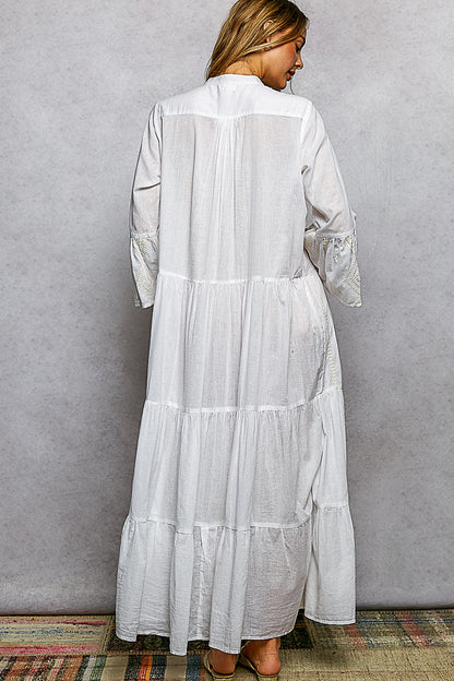 POL Embroidered Floral Tiered Maxi Dress - Bitsy Gypsy Boutique