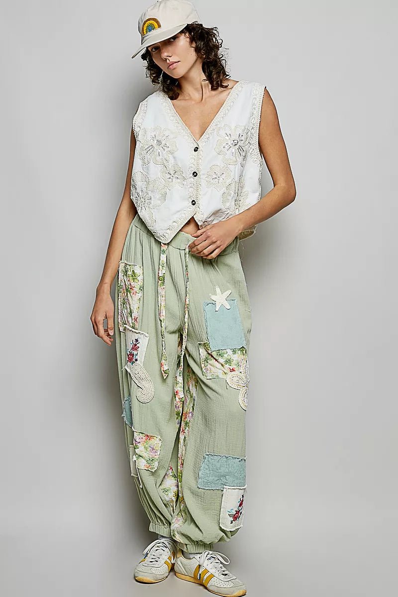 POL Embroidered Floral V - Neck Button Down Crochet Vest - Bitsy Gypsy Boutique