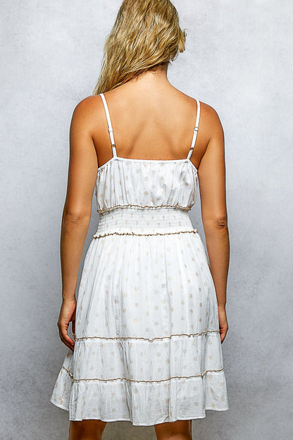 POL Floral Embroidered Tassel Mini Cami Dress with Smocked Waistband - Bitsy Gypsy Boutique