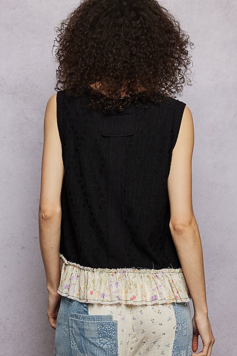 POL Floral Print V - Neck Textured Tank - Bitsy Gypsy Boutique