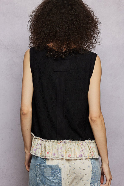 POL Floral Print V - Neck Textured Tank - Bitsy Gypsy Boutique