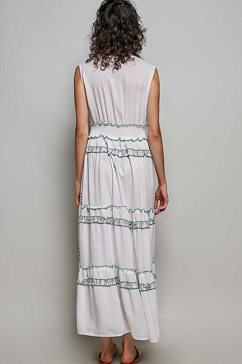 POL Floral Printed Sleeveless Tiered Dress with Smocked Waistband - Bitsy Gypsy Boutique