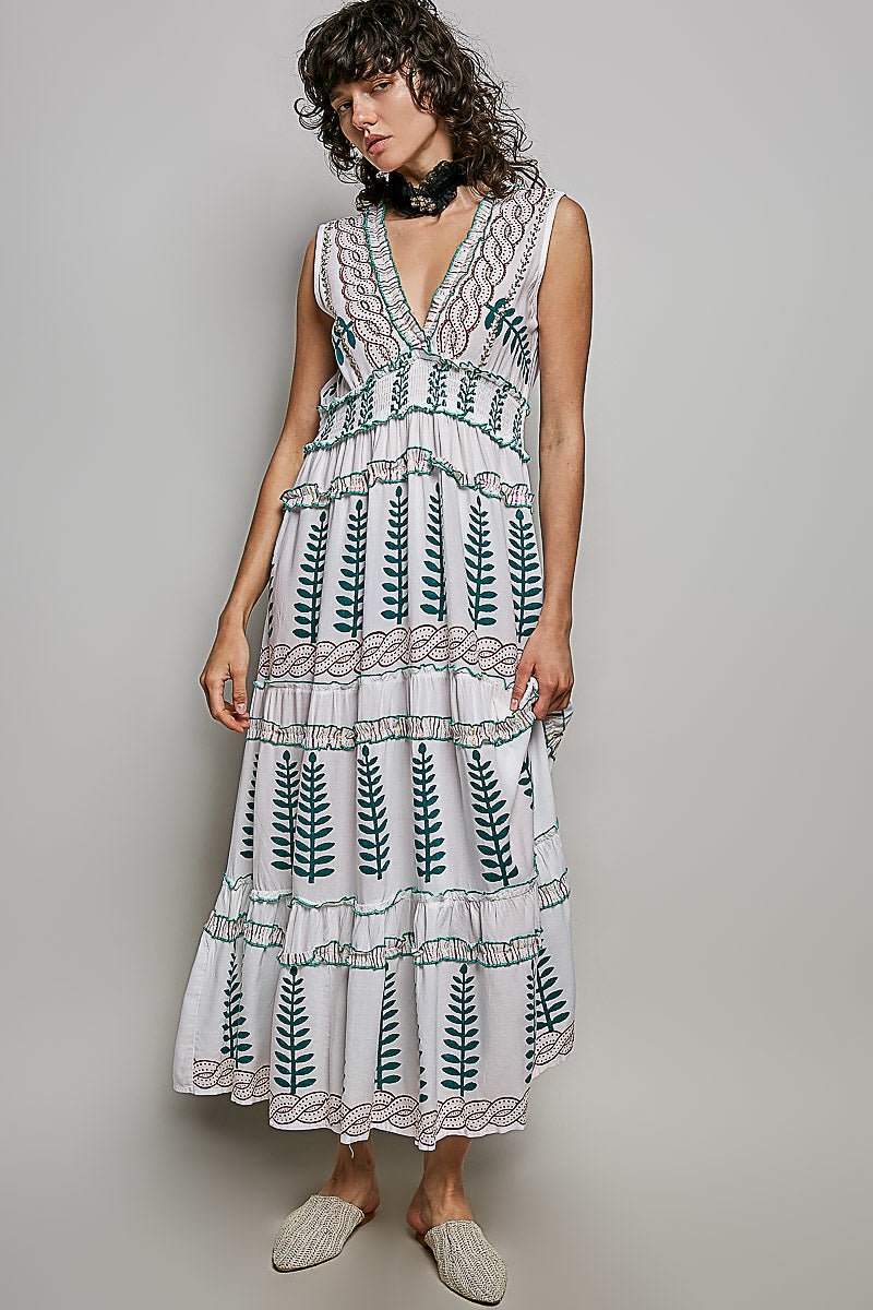 POL Floral Printed Sleeveless Tiered Dress with Smocked Waistband - Bitsy Gypsy Boutique