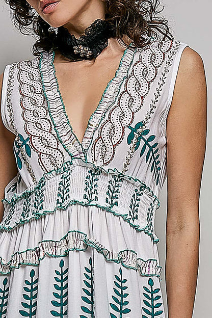 POL Floral Printed Sleeveless Tiered Dress with Smocked Waistband - Bitsy Gypsy Boutique