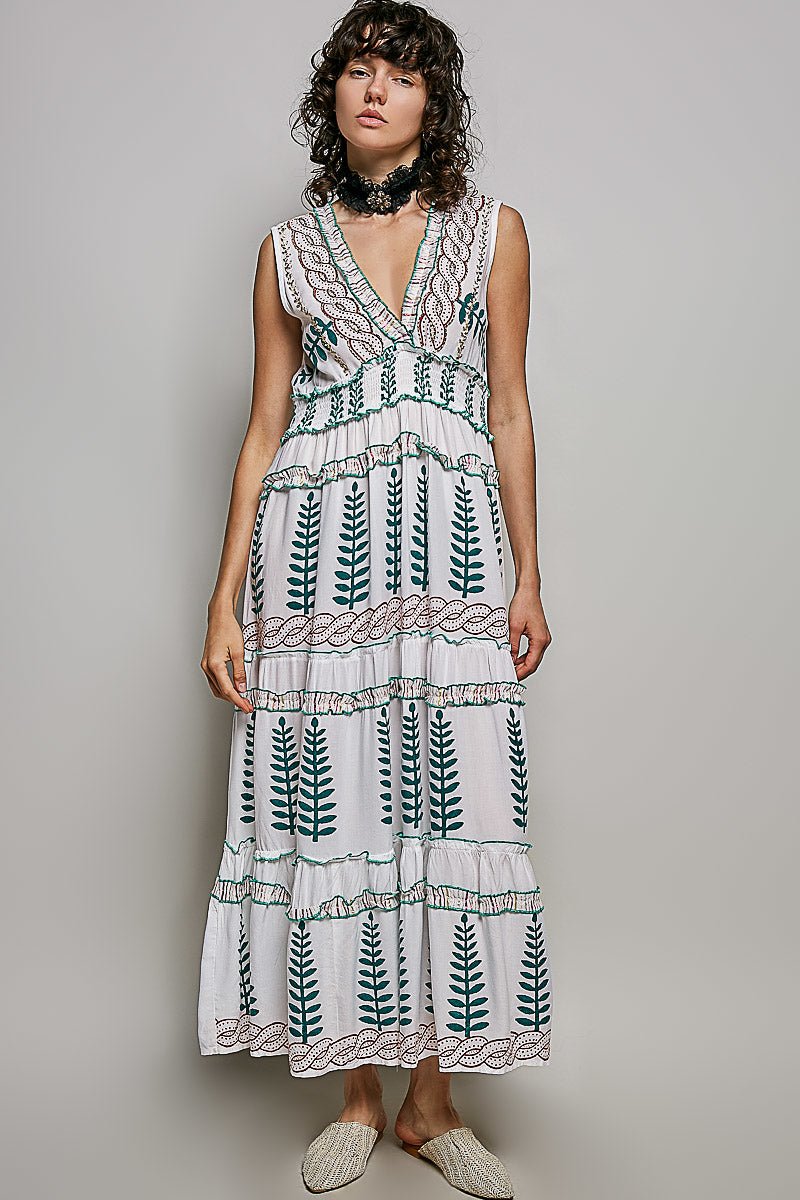 POL Floral Printed Sleeveless Tiered Dress with Smocked Waistband - Bitsy Gypsy Boutique