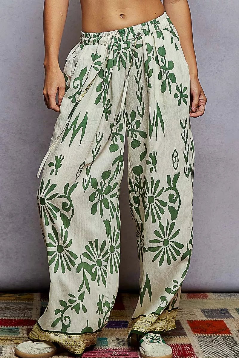 POL Floral Printed Woven Wide Leg Drawstring Pants - Bitsy Gypsy Boutique