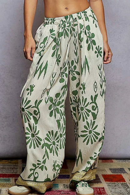 POL Floral Printed Woven Wide Leg Drawstring Pants - Bitsy Gypsy Boutique
