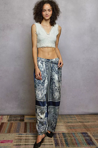 POL Floral Printed Woven Wide Leg Drawstring Pants - Bitsy Gypsy Boutique