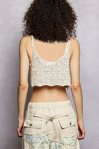 POL Handmade Granny Pattern Crochet Cami with Scalloped Strap - Bitsy Gypsy Boutique