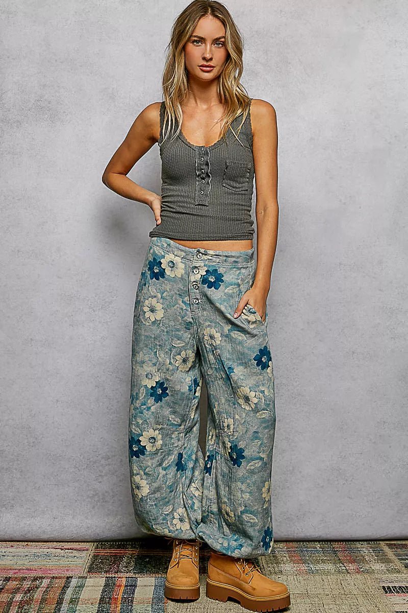 POL Lace Trim Tank with Front Button Closure - Bitsy Gypsy Boutique