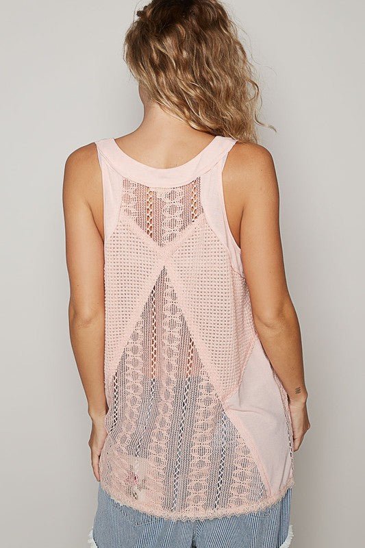 POL Lace Up Crochet Lace Tank - Bitsy Gypsy Boutique