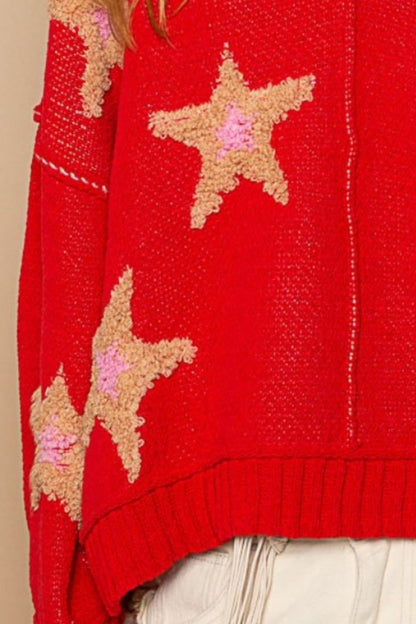 POL Long Sleeve Star Patch Sweater - Bitsy Gypsy Boutique