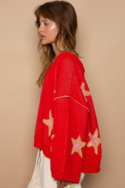 POL Long Sleeve Star Patch Sweater - Bitsy Gypsy Boutique
