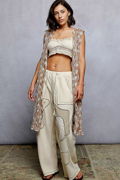 POL Metal Button Down Crochet Sleeveless Longline Cardigan - Bitsy Gypsy Boutique