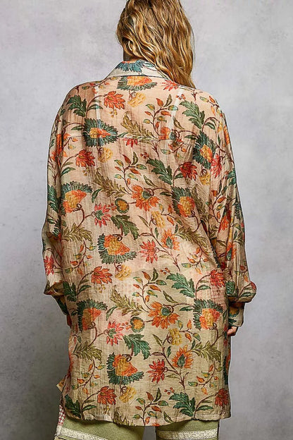 POL Metal Button Down Floral Long Sleeve Shirt - Bitsy Gypsy Boutique