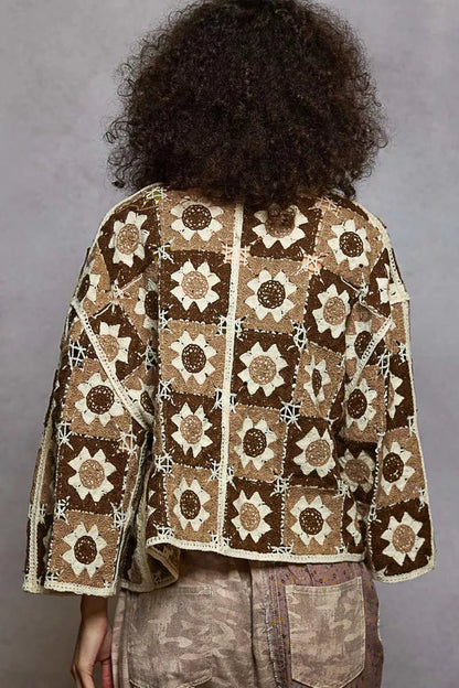 POL Open Front Cardigan with Varied Patterns - Bitsy Gypsy Boutique