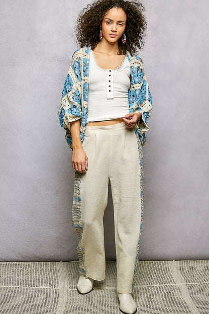 POL Open Front Floral Crochet Cardigan - Bitsy Gypsy Boutique