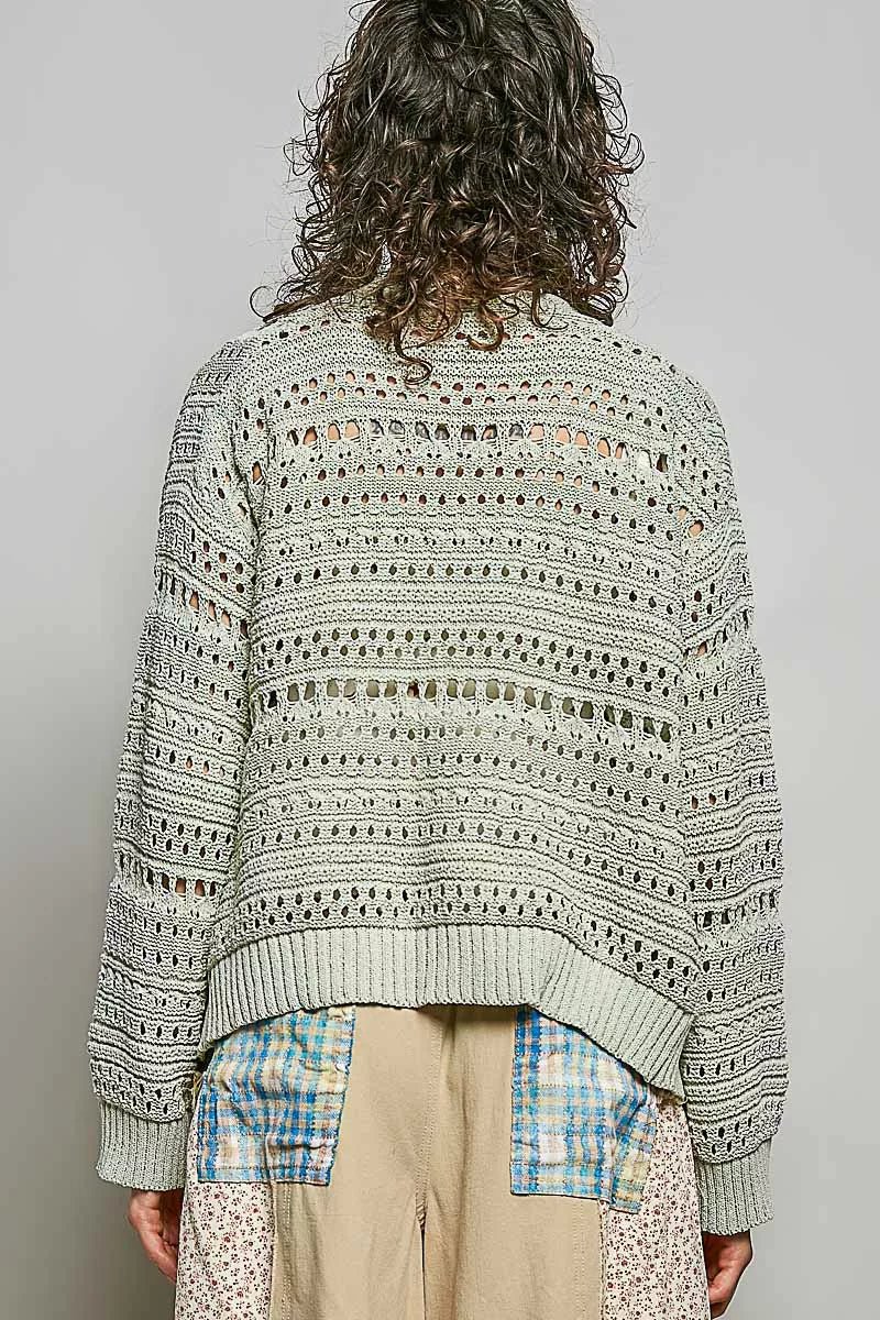 POL Open - Knit Floral Button Cardigan - Bitsy Gypsy Boutique